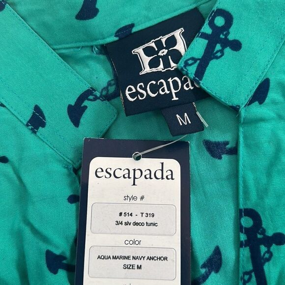 NWT Escapada 3/4 Sleev Deco Tunic ~aqua marine and navy anchor ⚓️ - Picture 6 of 6